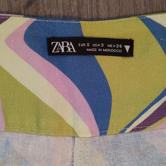 New Without Tags Zara Size Small Linen Blend High Waisted Pants - Picture 10 of 11